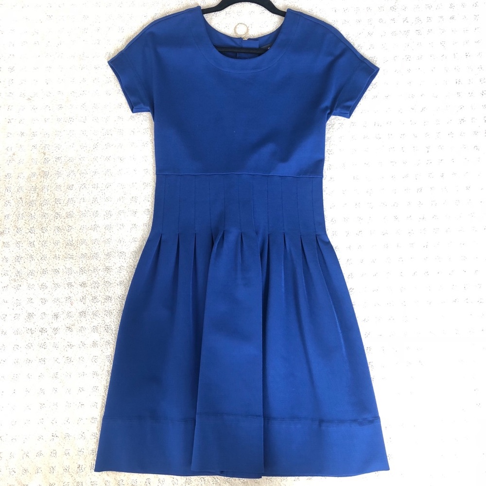Pink Tartan Blue A-Line Short Sleeved Dress Sz M